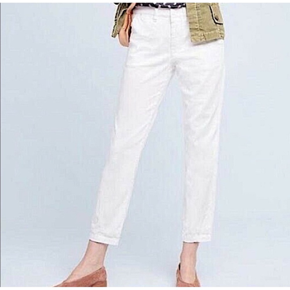 Anthropologie‎ Chino Relaxed Tapered Leg White Pants Women's Casual Preppy 25